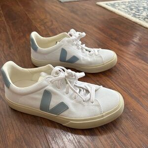 Veja Women's White and Blue Sneakers
